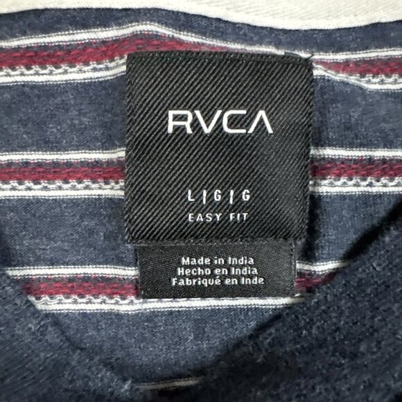 RVCA Men's Red White Blue Striped Short Sleeve Tee Size Large Casual - Picture 2 of 5